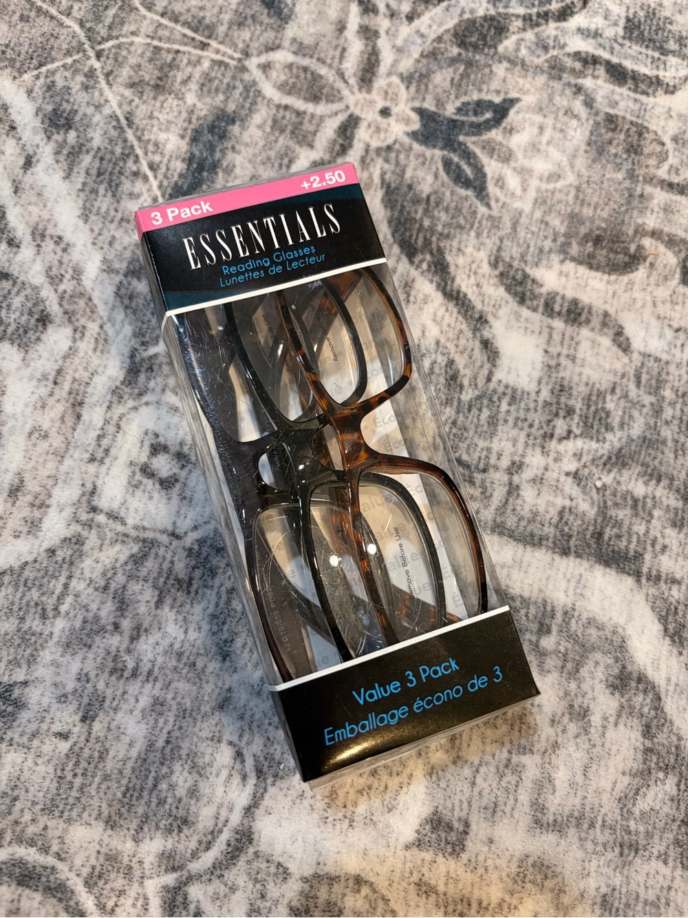 Essentials Reading Glasses 3-Pack in Black and Tortoiseshell +2.50